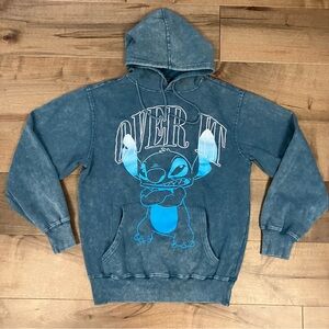 Disney Lilo & Stitch Women’s Size M Over It Logo Blue Hoodie Sweatshirt